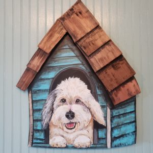 Laura Heiss, Doghouse: YOUR dog here, Wood and acrylic; Custom painted with likeness of your dog, 20" x 30", $175