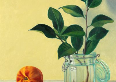 Douglas Newton, Camellia Branch, Oil on canvas, 24"x20",$1,100