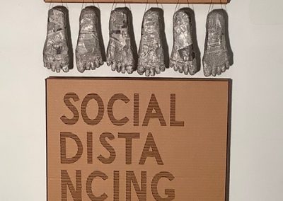Ruth Geneslaw, Social Distancing, Cardboard & papier mache, 34"x20", $600