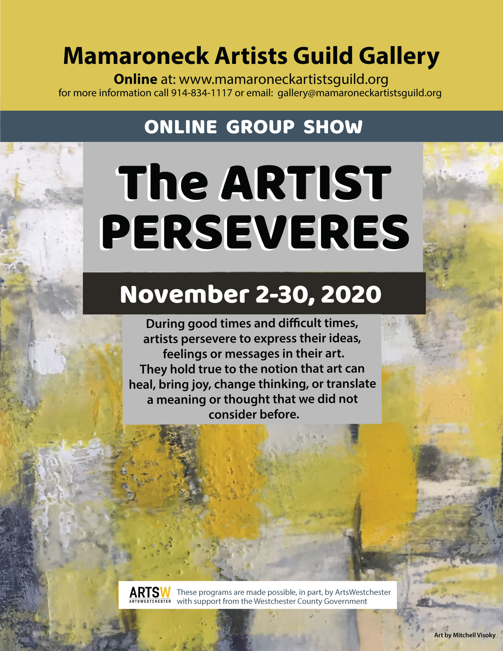 A flyer for online group show The Artist Perseveres
