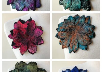 Elena Rosenberg, Hand-Felted Fiber Art Pins / Brooches in Merino Wool, Silk, and Glass Beads, Fiber / Fine Craft, 6" diameter, $45 each