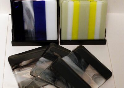 Mitchell Visoky, Fused glass coasters, 4"x4", $52/set of 4
