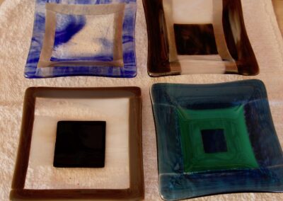 Mitchell Visoky, Fused glass plates, 5"x5", $55 each