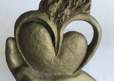 Jacqueline Lorieo, Heart in Hand, Bronze, 3.5"x3"x0.5", $250