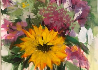 Denise Petit Caplan, Flowers Everyday, Acrylic on paper, 12”x9”, $400
