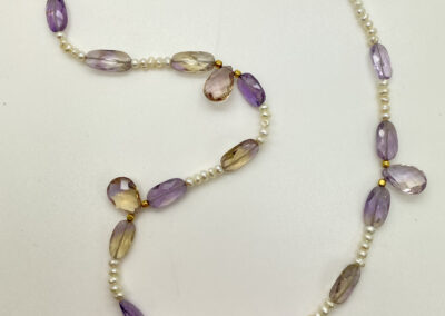 Mindy Ackerman, Necklace MWA05520, Ametrine/Fresh Water Pearls/Gold Filled Clasp, $185