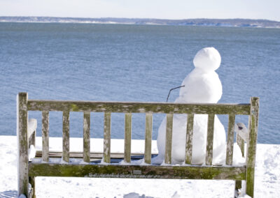 Amy Nathan, Solitude: Snowman on bench, Photo print, 4"x6", $65