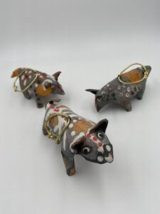 Robin Henschel, Animal ornaments, Stoneware clay, 4"x2"x3", $28 each