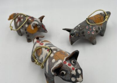 Robin Henschel, Animal ornaments, Stoneware clay, 4"x2"x3", $28 each