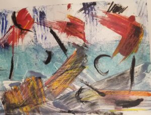 Helen Pasternack, At Sea, Monotype with mixed media, 10"x15", $250