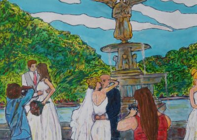 Don Sexton, Central Park Brides, Mixed media: Inks and oil pastels, 18"x23", $1,100