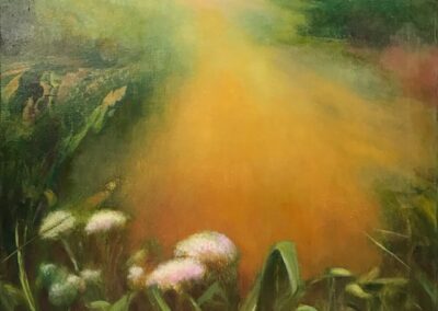 Virginia Zelman, Meadow with wild flowers, Oil on canvas, 20"x20", $800