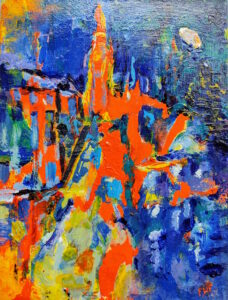 Fabian Wes Fleurant, Moon glow at Dawn, Mixed media, 12"x9", $2,000
