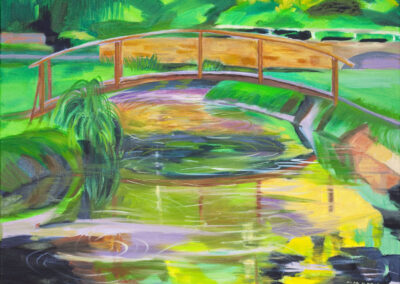 Hilda Green Demsky, All About the Brook, Oil on canvas, 18"x24", $600
