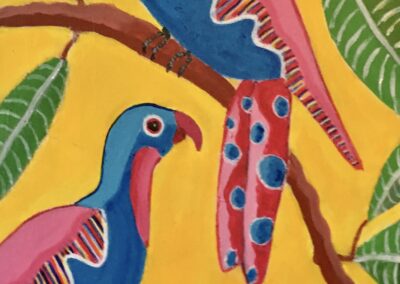 Dorothy Cancellieri, Springtime Parrots, Acrylic, 12"x24", $450