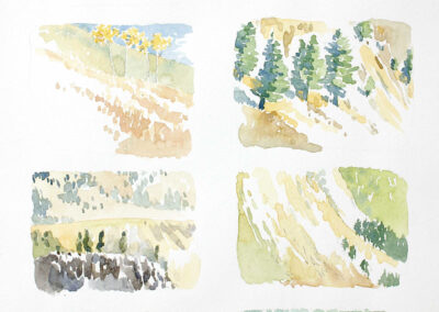 Alison Nicholls, Yellowstone Landscapes, Watercolor on paper, 14"x11", $350