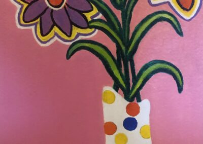 Dorothy Cancellieri, Happy Flowers, Acrylic on Water Color Paper, 8"x16", $275