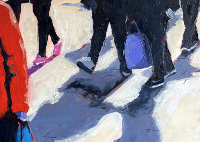 Marion Schneider, Following red, Acrylic on board, 16"x20", $1,500