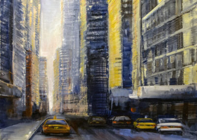 Jane Black, Heading Downtown, Oil on linen, 24"x24", $900