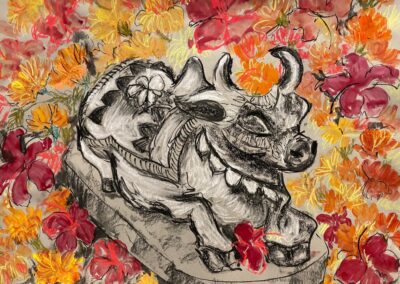 Soma Vajpayee, The Protector, Mixed media on paper, 24"x16", $350
