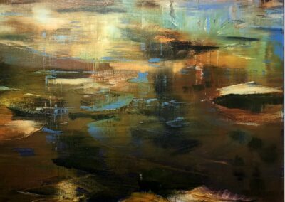 Catherine Russell, Stepping Stones, Oil on canvas, 24"x24", $900