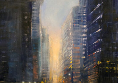 Jane Black, Yellow Lights NYC, Oil on linen, 24"x36", $1,200