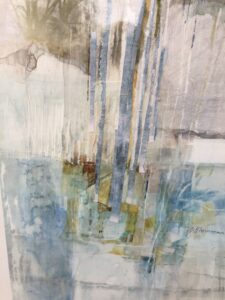 Barbara Kleinman, Winter Scene, Watercolor and collage, 16"x20", $350