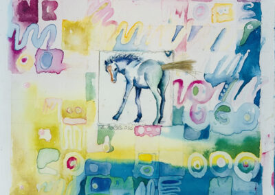 Paula Blumenfeld, A Horse's Ass , Mixed media on paper, 20"x16", $875