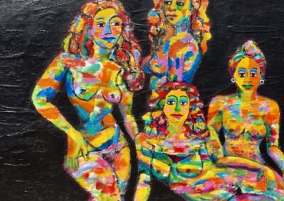 Dorothy Cancellieri, Four Women, Paper on Board, Acrylic, 18"x24", $375
