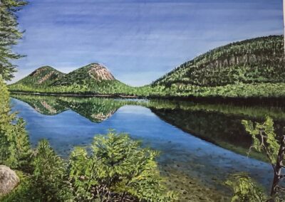 Jim Maciel, Jordan's Pond, Acadia, Watercolor, 24"x30", $250