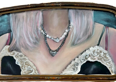NRHS, Alexi Brock, Sophia Baker, Decolletage, Oils on canvas in found frame, 20"x31", $250
