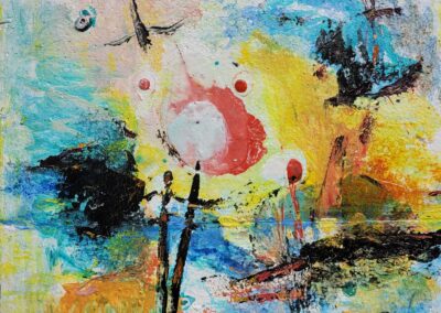 Fabian Wes Fleurant, Sunset on the Shore, Acrylic on Foam board, 12"x14", $600