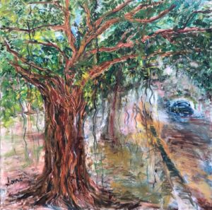 Soma Vajpayee, Duality, Oil on canvas, 32"x32", $700