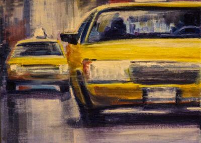 Jane Black, Heavy Traffic, Oil on canvas, 9"x12", $250