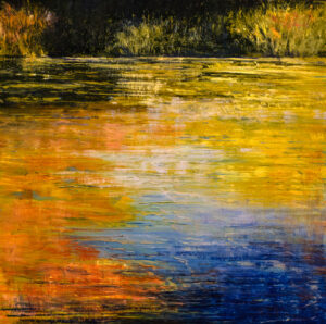 Jane Black, Still Water, Oil on aluminum, 12"x12", $350