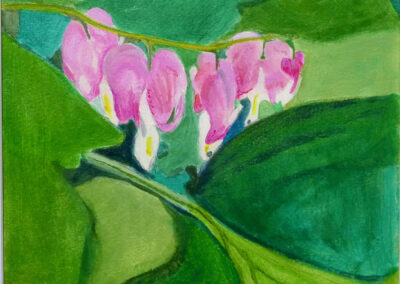 Janet Bloom, Bleeding Hearts, Acrylic & goauche, 12"x12", $175
