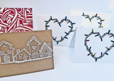 Dawn Leone, Linoleum relief on cardstock, Handmade greeting cards $12 each