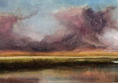 Catherine Caulfield Russell, Evening on the marsh, Oil, 8"x24", $780