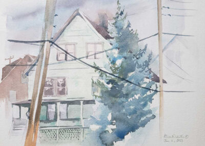 Alison Nicholls, Corner House, Watercolor, 8x10, 350