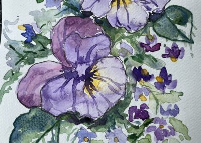 Soma, Vajpayee, Spring is here series -Pansies, Mixed media-water color with thread work, 7"*10", $300