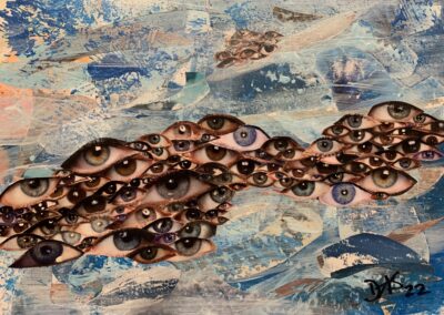 Debbie Sullivan, Out of Context, mixed media; collage and acrylic paint, 11"x13"x1", $450