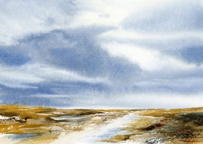 Sue DeStaebler, Snow on the Beach, Watercolor, 5x7, $225