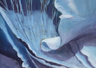 Deborah Petrucci, Blue Rising, Oil on canvas, 14"x14",$500