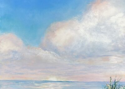 Denise Petit, Beach Morning, Acrylic on board, 16"x 16", $400