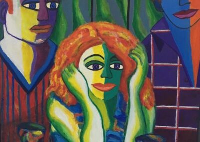Dorothy Cancellieri, At the Bar, Acrylic on Canvas, 20"x24", $450