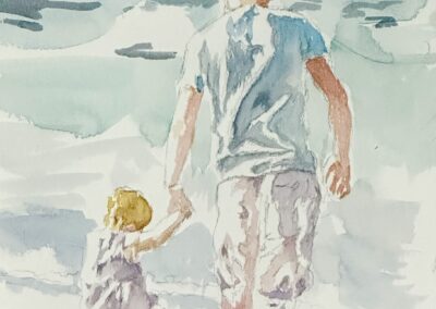 Dustin Batson, Walking With Dad, watercolor, 13"x10"x1", $350