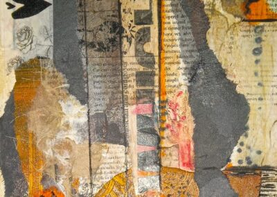 Judith Weber, Moral Collapse, Mixed media collage, 9"x11"x1", $350