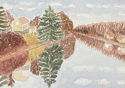 Tatyana Polyak, Afternoon in December, Watercolor, 6"x8", $100