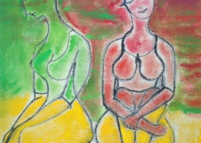Paramjit Chadha, Harmony in Contemplation, Watercolor and Charcoal, 9.5"x13", $750