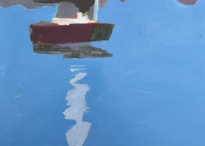 Marion Schneider, Solitary Sailboat, Acrylic on Board, 12"x12", $600